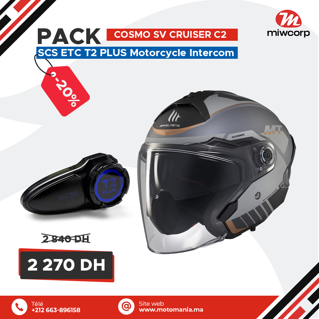 Pack MT COSMO SV CRUISER C2 MATT & SCS ETC T2 PLUS Motorcycle Intercom