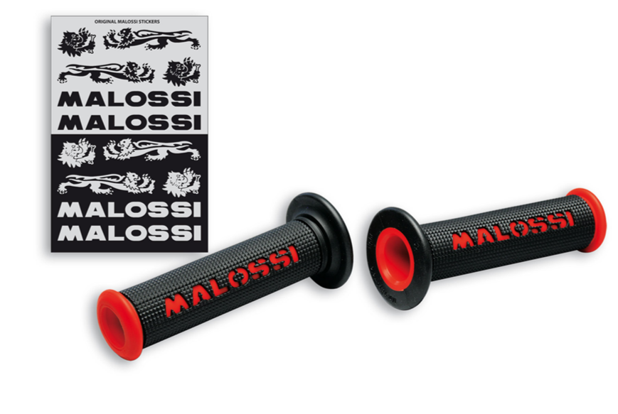 MALOSSI 2 Poignees Noires Logo Malossi Rouge