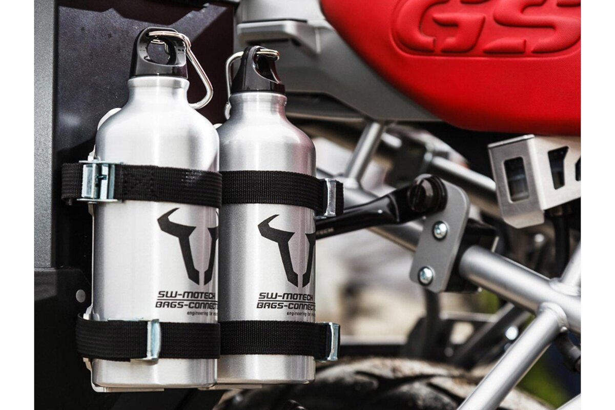 Sw Motech Trax Kit 2 Gourdes Avec Supports De 0,6 L, Acier Inox
