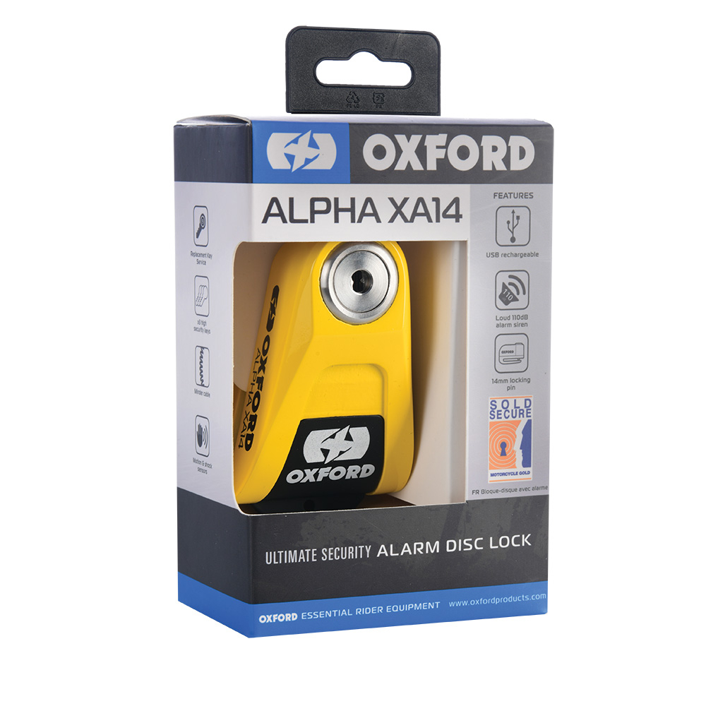 OXFORD Alpha XA14 block disc avec alarme Jaune