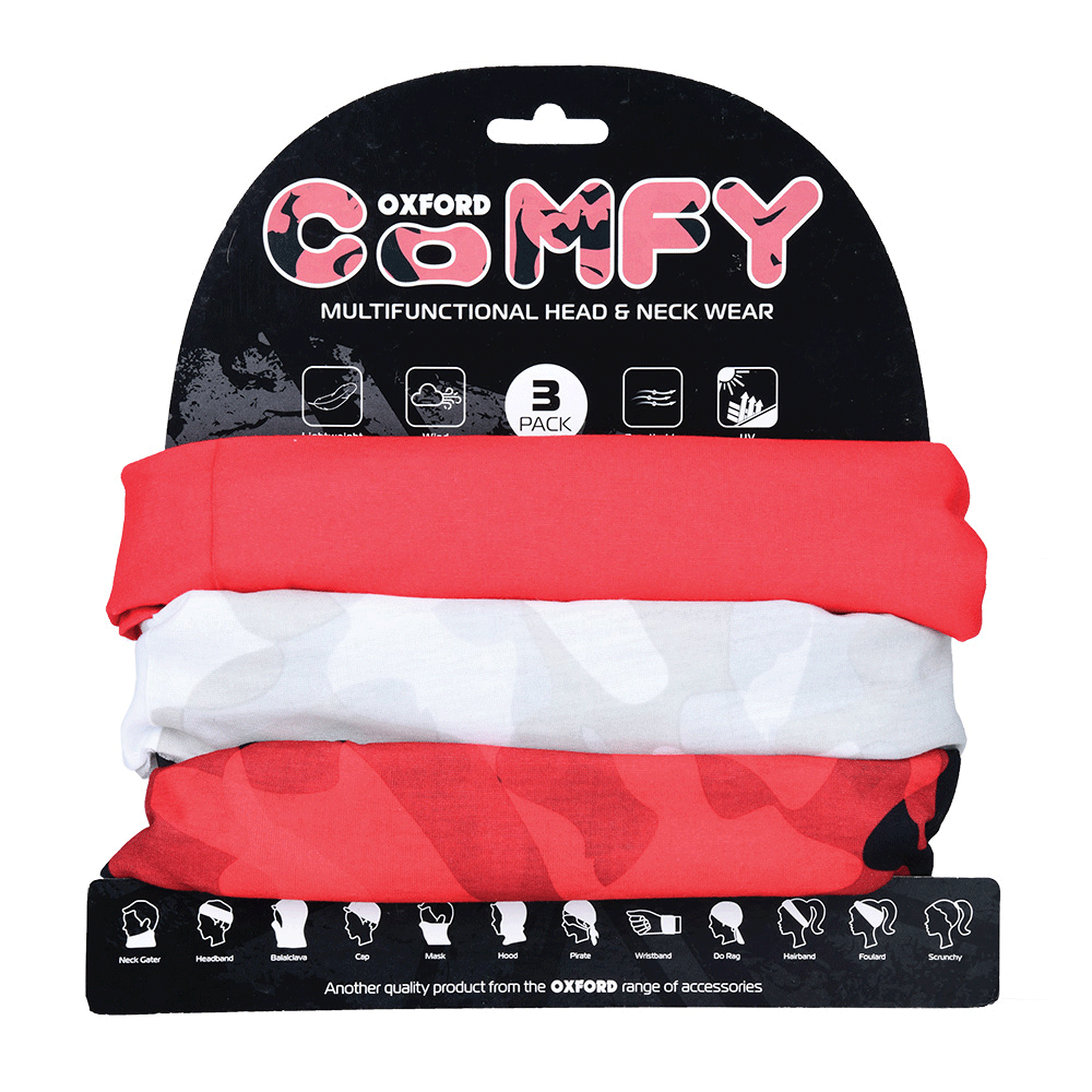 OXFORD Comfy Hvoc Red Colors 3 Pack Multi Fonction Tete Et Cou