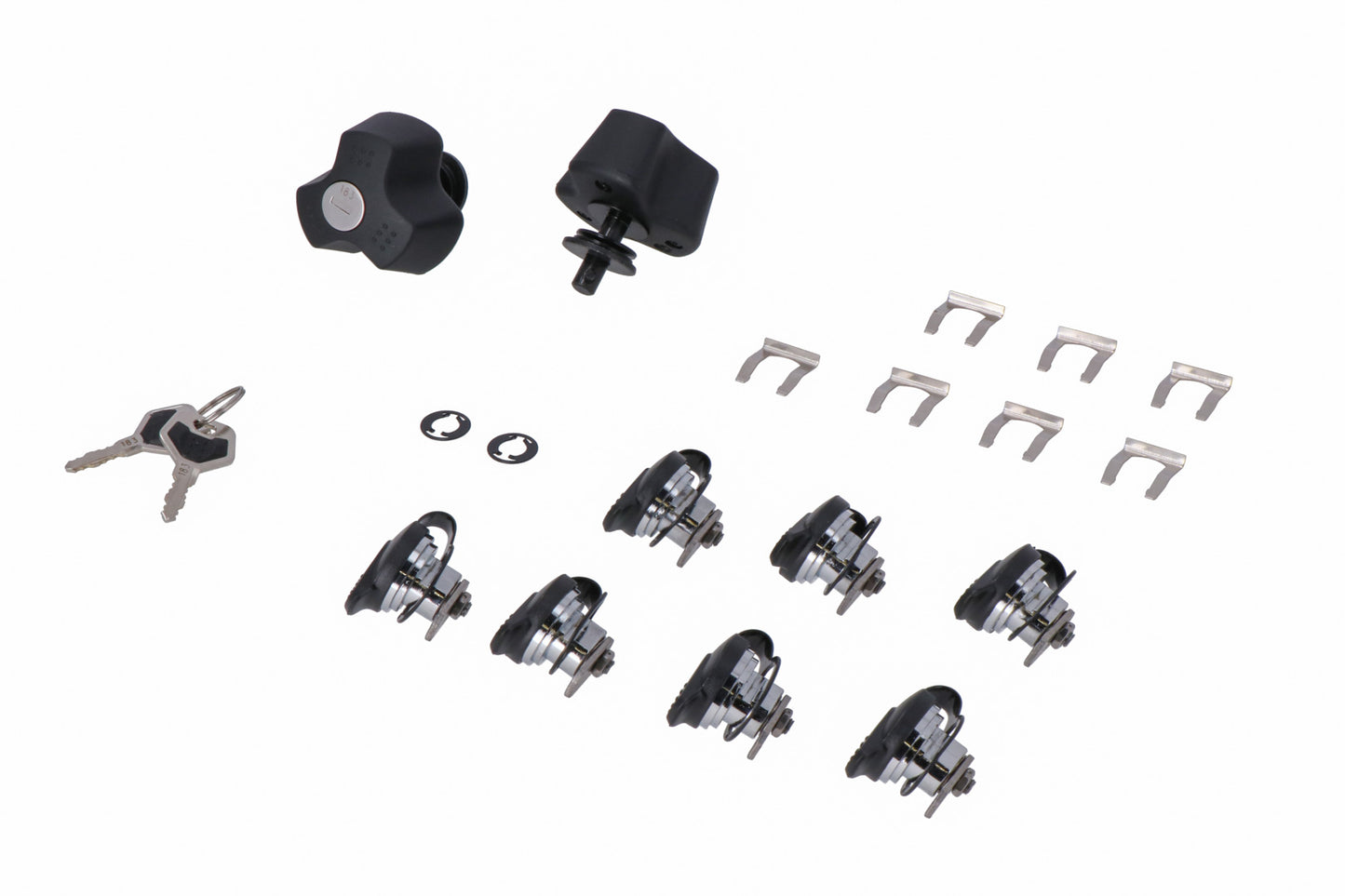 Kit de serrures TRAX avec kit antivol PRO. 9 serrures et 2 cles. Kit antivol.