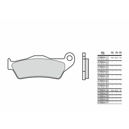 BIHR Plaquettes De Frein Moto Brembo 07Bb04 Sa Metal Fritte