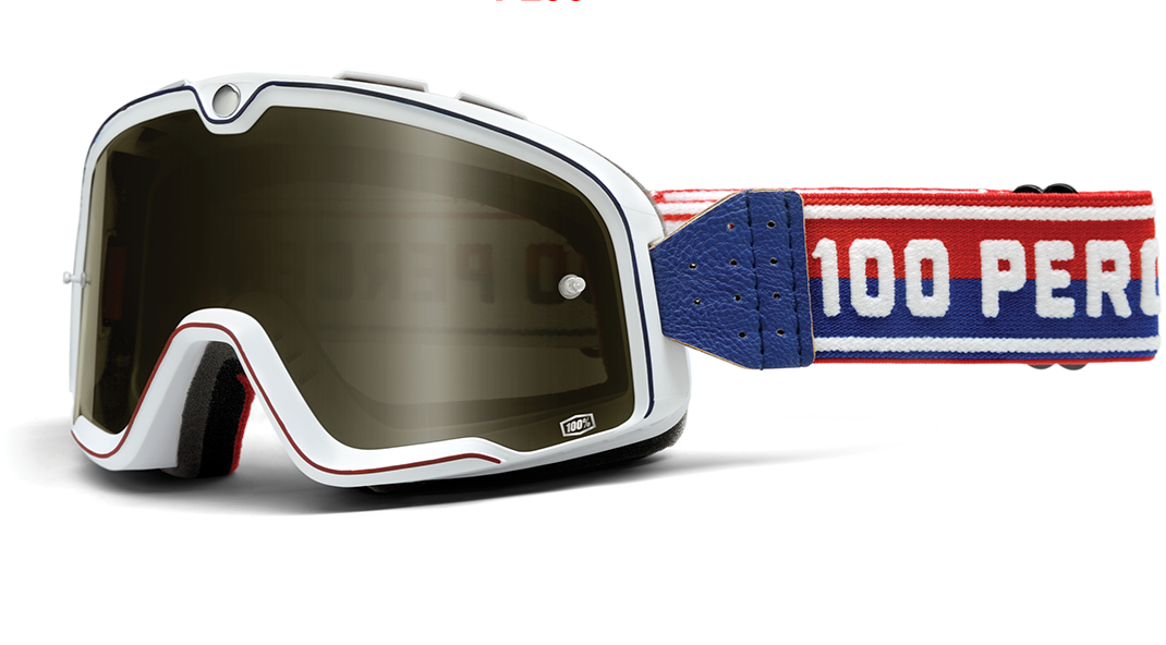 100% Barstow Classic Goggle White - Smoke Lens
