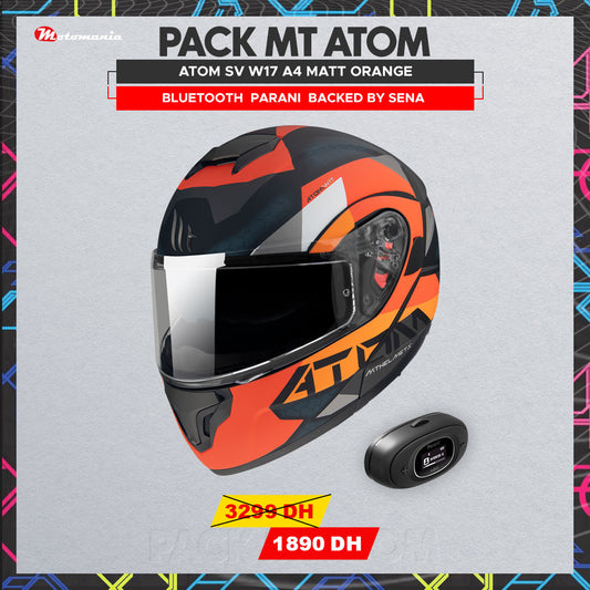 PACK Mt Helmet Atom Sv W17 A4 Orange Matt PLUS BLUETOOTH PARANI